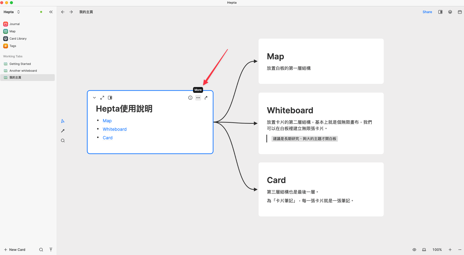 如何在Heptabase整理卡片