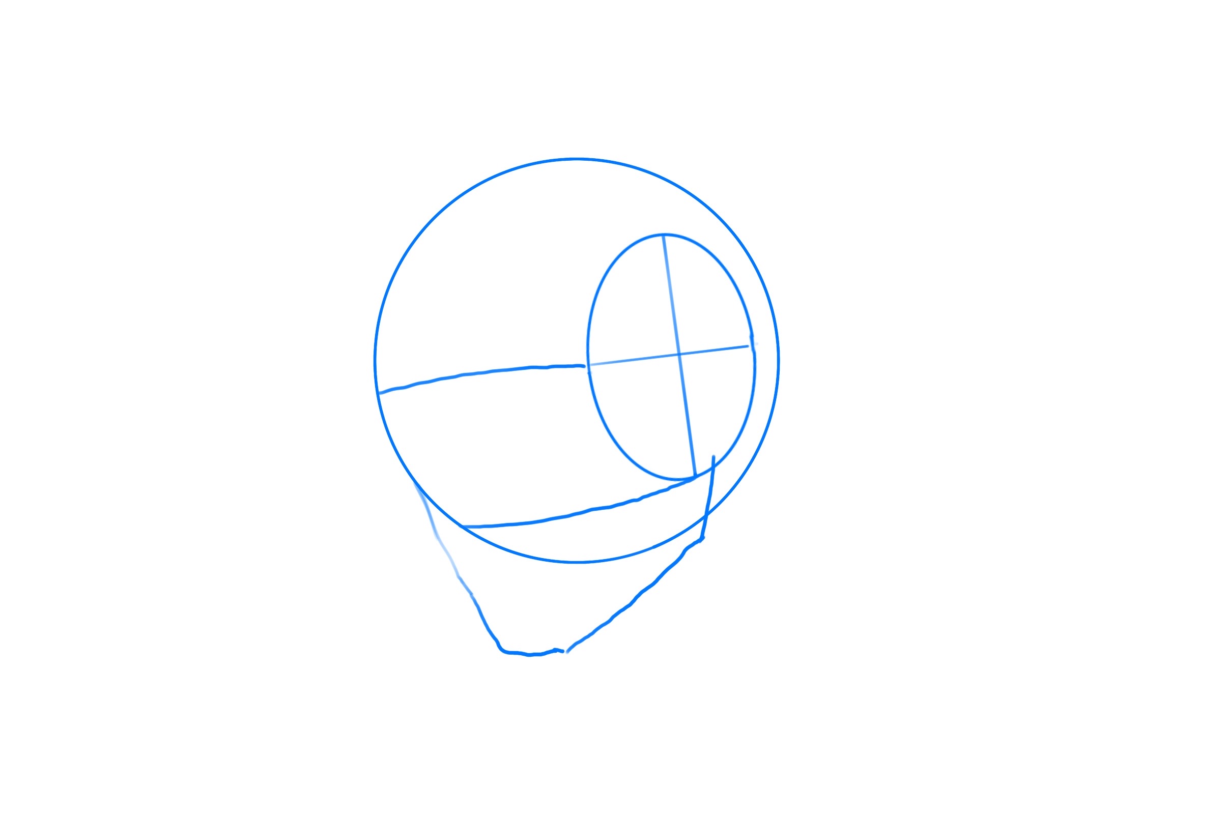 3個步驟教你畫人頭Loomis Method路米斯畫法- 畫上垂直線，並將下顎補上。