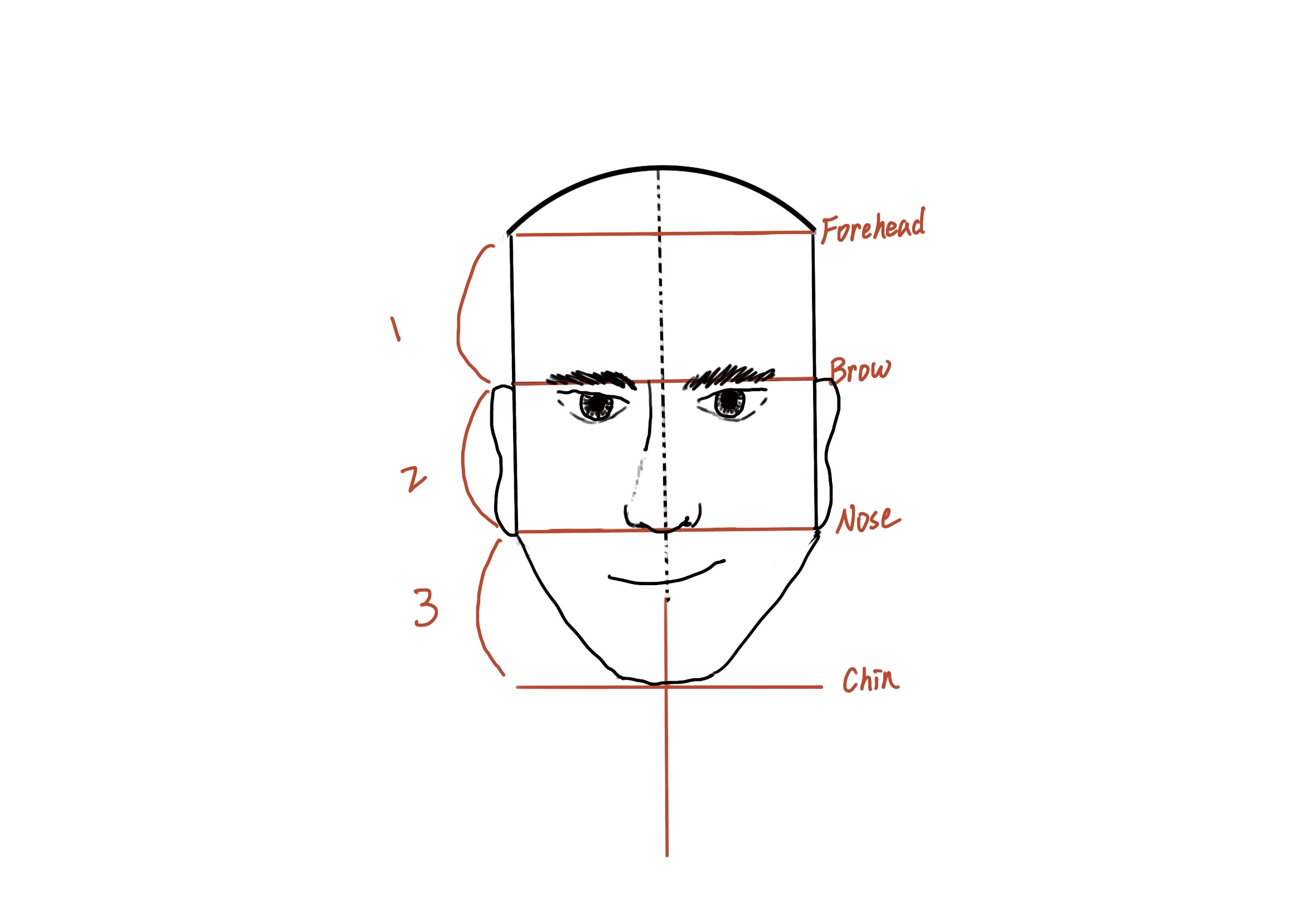 3個步驟教你畫人頭Loomis Method路米斯畫法- 加上五官，完成臉部
